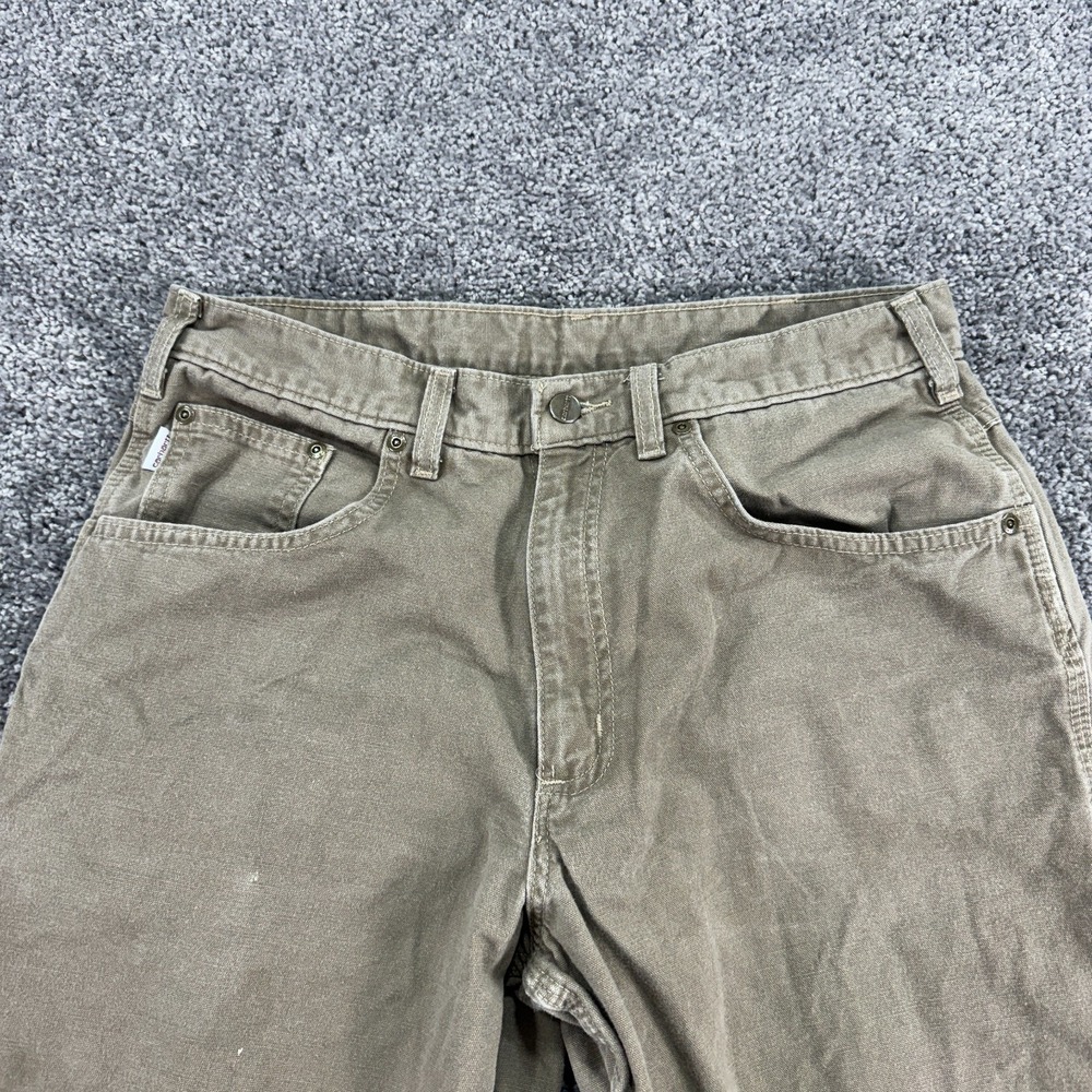 Carhartt Pants Mens 34x32 Brown Loose Original Fit Carpenter Canvas Workwear - Picture 4 of 15
